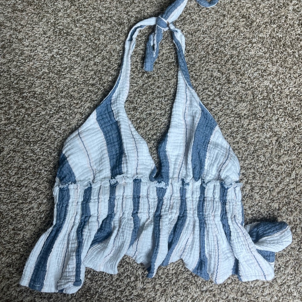 Blue and White Striped Tank Top